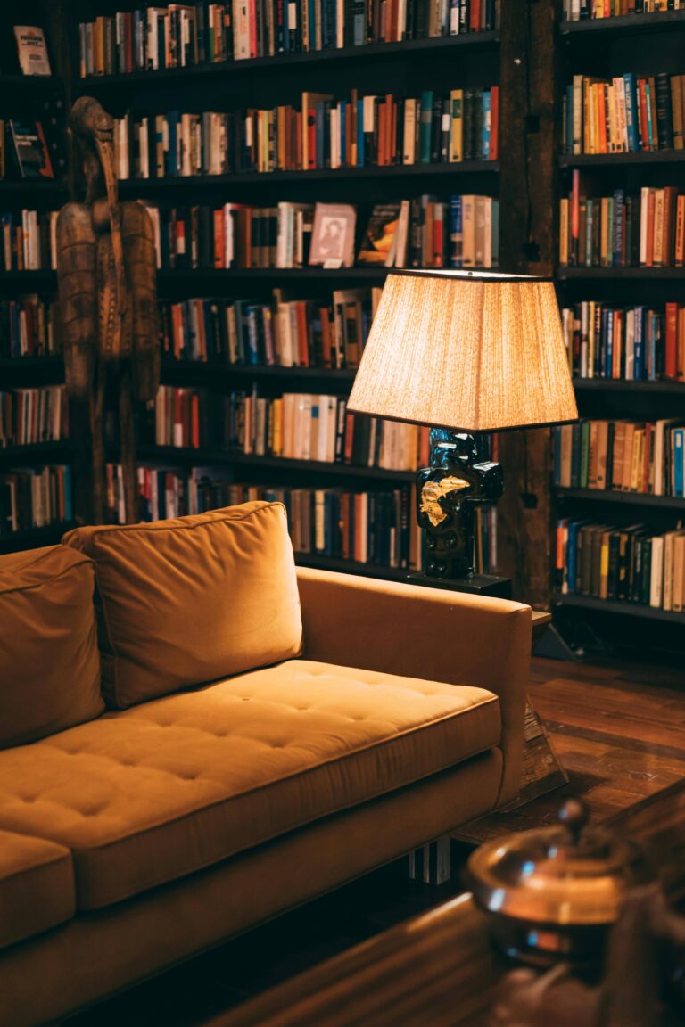 cozy warm tones home library