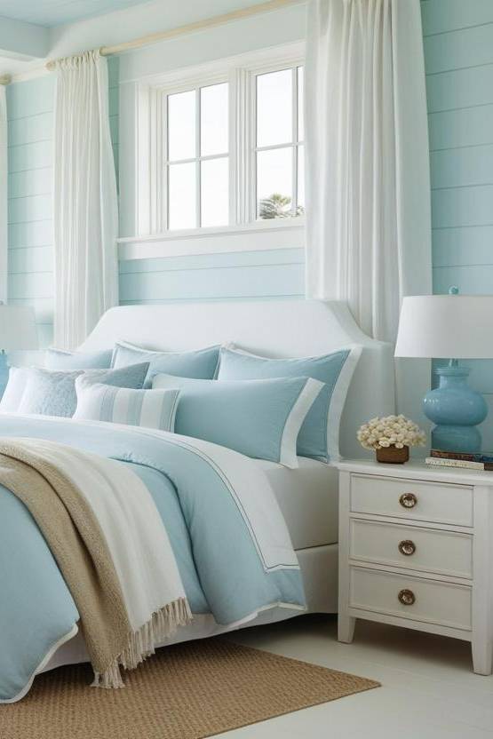 light blue coastal bedroom