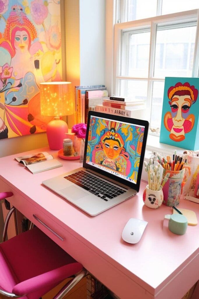 Colorful Vibrant Small Desk Design